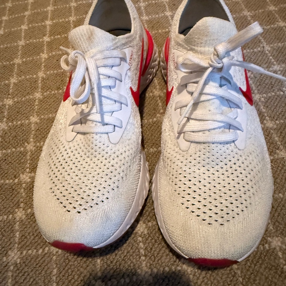 Nike Epic React fly knit Red and White Athletic Shoes